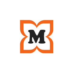 Logo der Firma Müller in Orange, buah im Handel