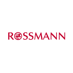 Logo der Firma Rossmann in roten Buchstaben, buah im Handel