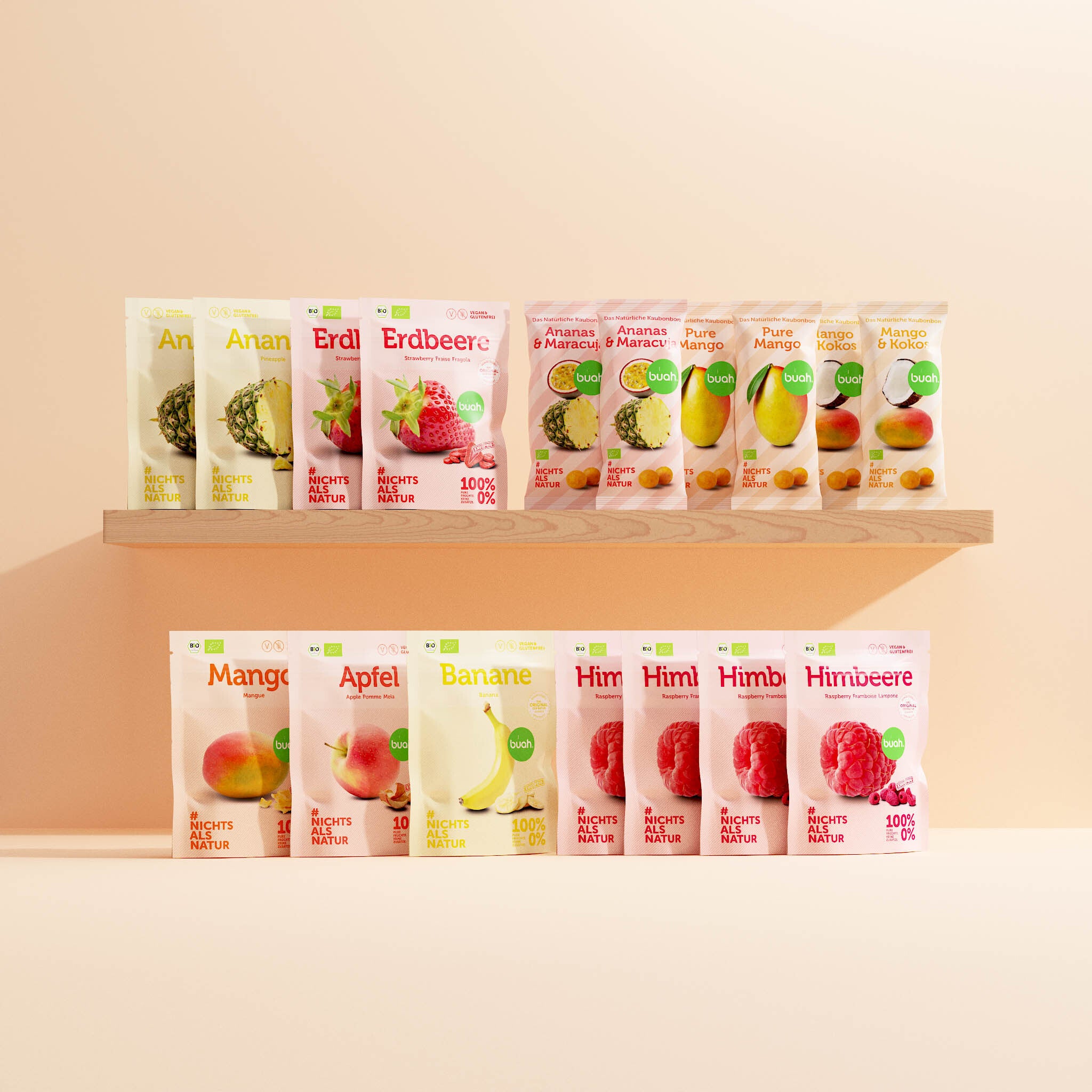 buah Friends Probier-Set mit verschiedenen buah Snackpacks und Kaubonbons perfekt als Probier-Paket und für unterwegs